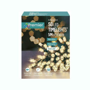 Premier 50 LED Multi-Action Battery Christmas Tree Lights with Timer WARM WHITE